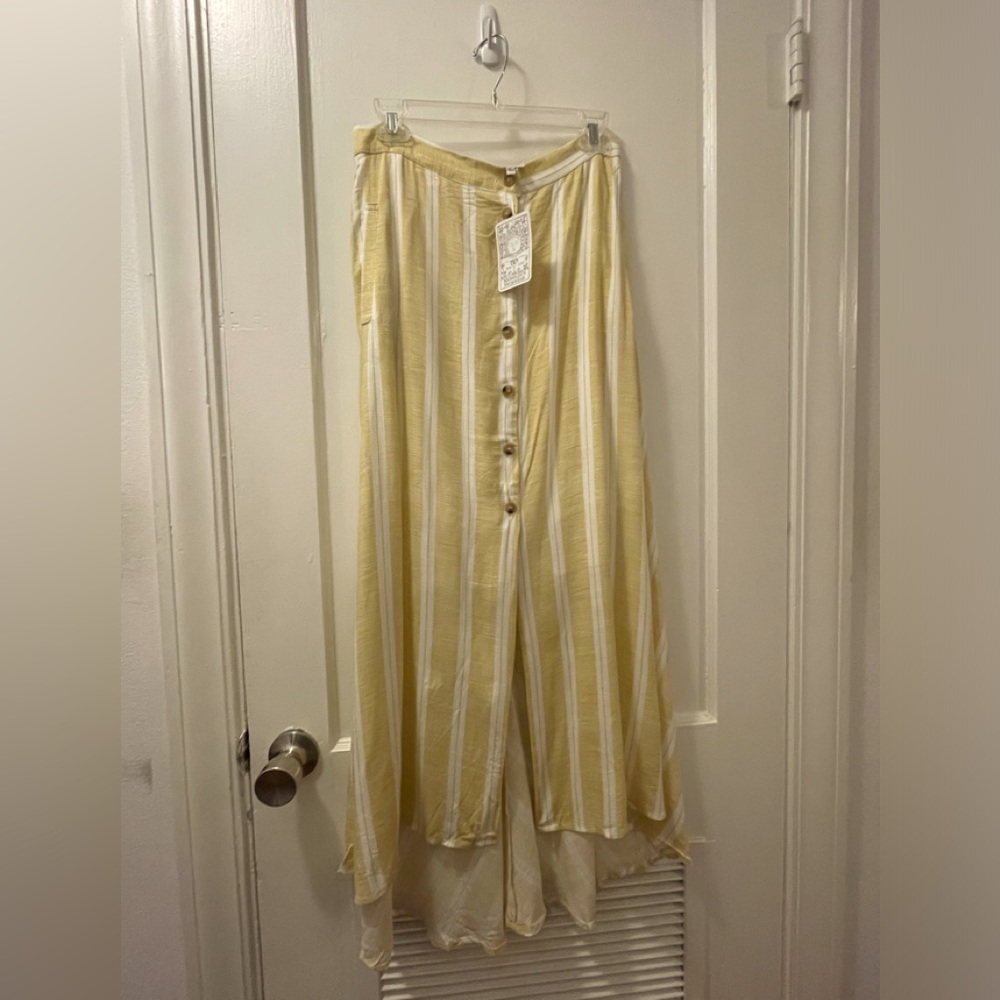Skylar And Madison Striped Yellow High Low Skirt